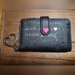 Juicy Couture Black Embossed Wallet with Heart Accent